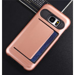 Wholesale Samsung Galaxy S7 Edge Card Slots Hybrid Case (Rose Gold)